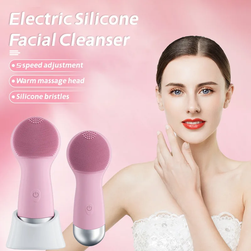 Nieuwe oplaadbare siliconen gezichtsreiniger Elektrisch gezichtswasapparaat Mini waterdichte ultrasone poriënreiniger