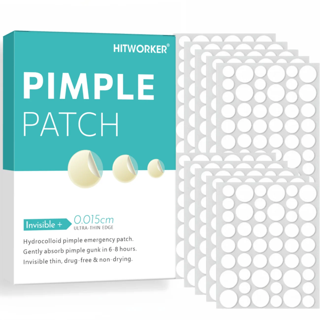 Hydrocolloid Pimple Patch (480 Pieces) – Invisible, High-Quality Acne Patches Containing Salicylic Acid and Tea Tree Oil.