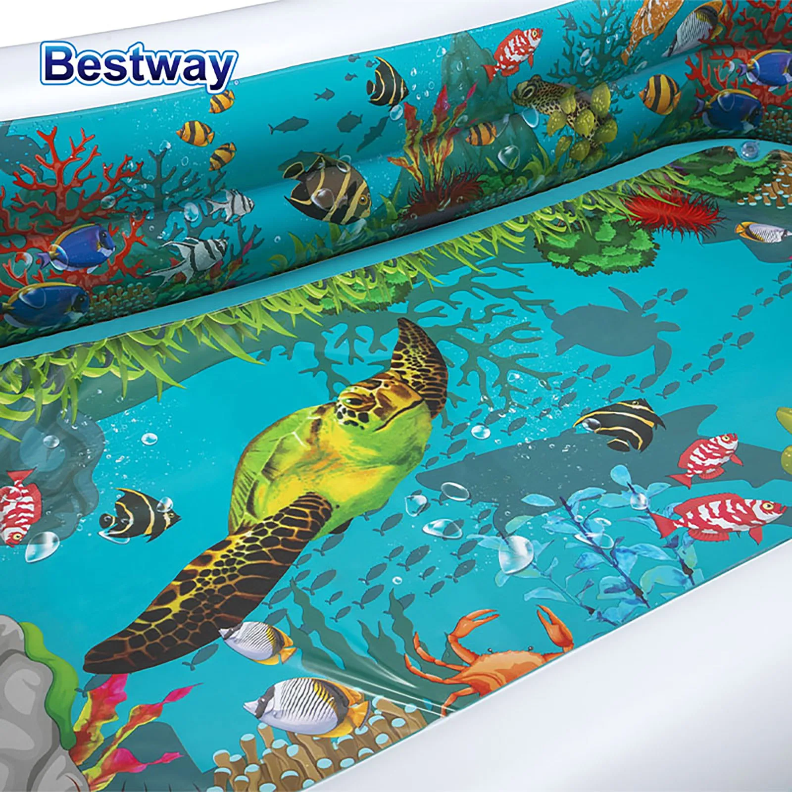Bestway 54177 직사각형 팽창식 수영장, 수중 세계 3D 수영장, 3D 눈 2 쌍