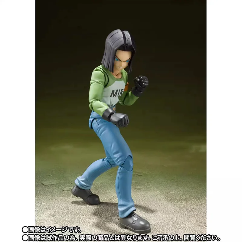 BANDAI-SHF Dragon Ball Anime Action Collection Figuras, S.H.Figuarts, Super Android 17, Android 18, Modelo em estoque, 100% Original