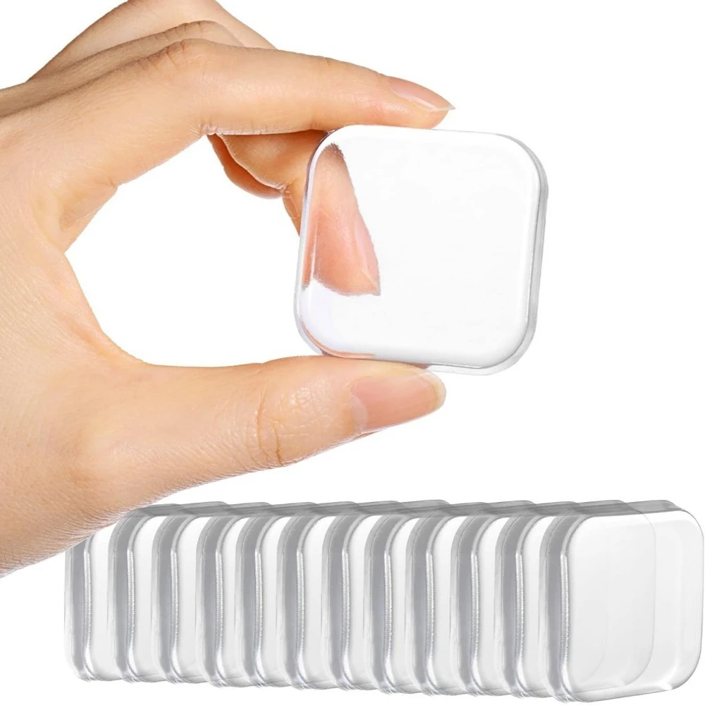 6-24Pcs Door Wall Protector Pads Washable Self Adhesive Transparent Door Stopper Reusable Soft Round Shock Absorbent Gel