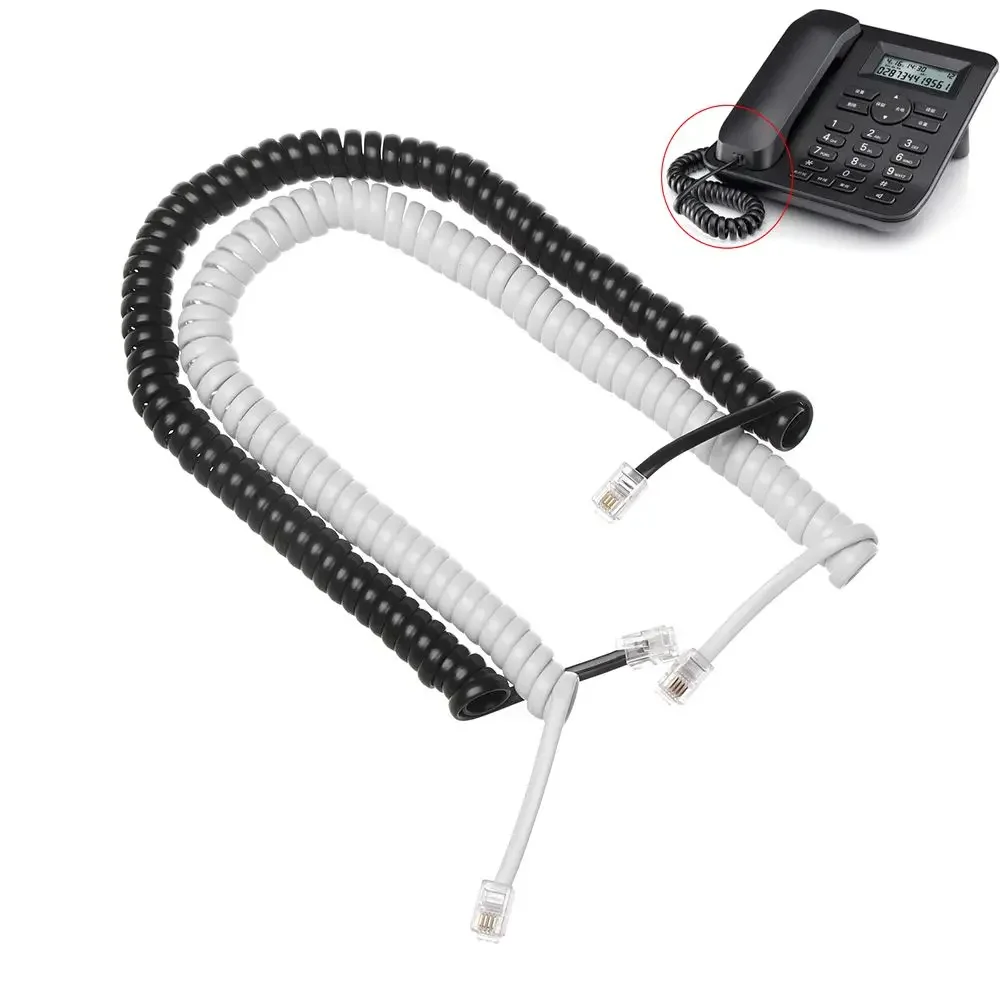 Black Spiral Copper  Coiled Telephone Cord Connector Wire Handset Line Phone Curve