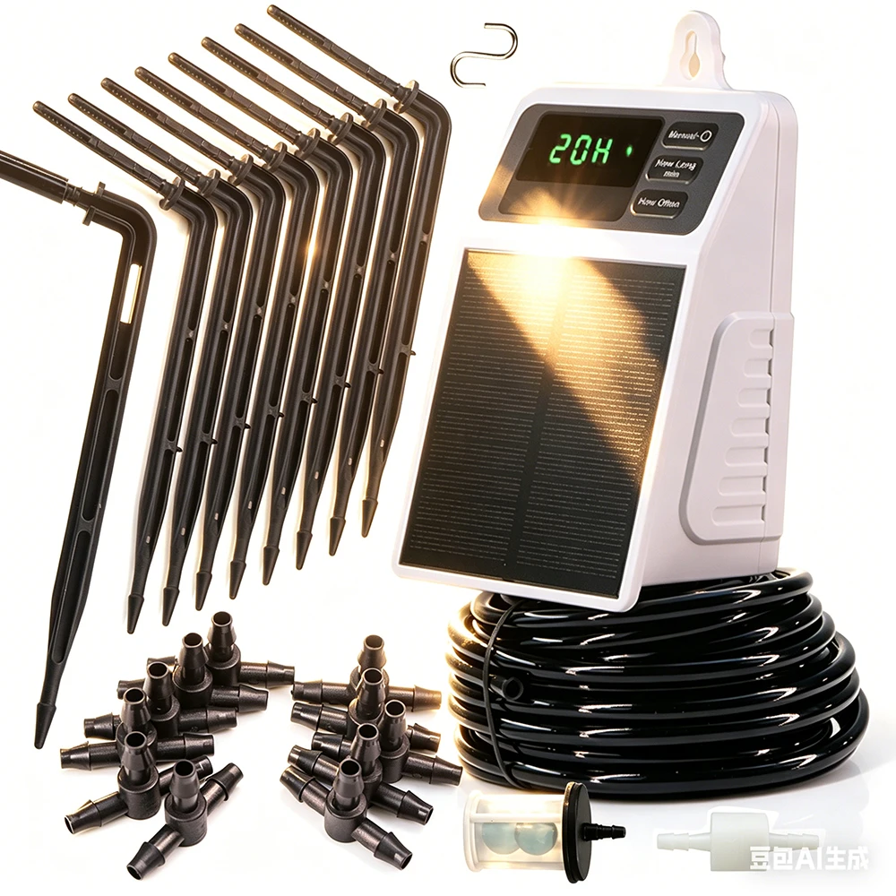 

Solar Power Timer Pump Automatic Drip Irrigation System for Outdoors Garden Bonsai Plants Dripping Arrow Water-Saving Watering
