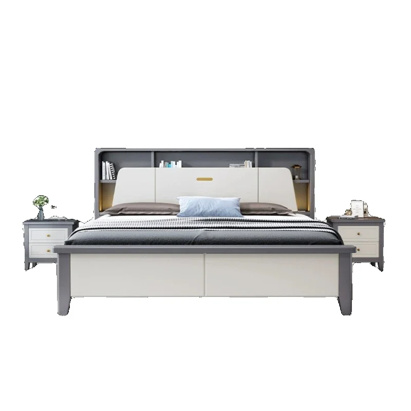 Hoogwaardig tweepersoonsbed Esthetische modulaire opbergruimte Kingsize Twin Bedframe Modern multifunctioneel Cama De Casal Scandinavisch meubilair