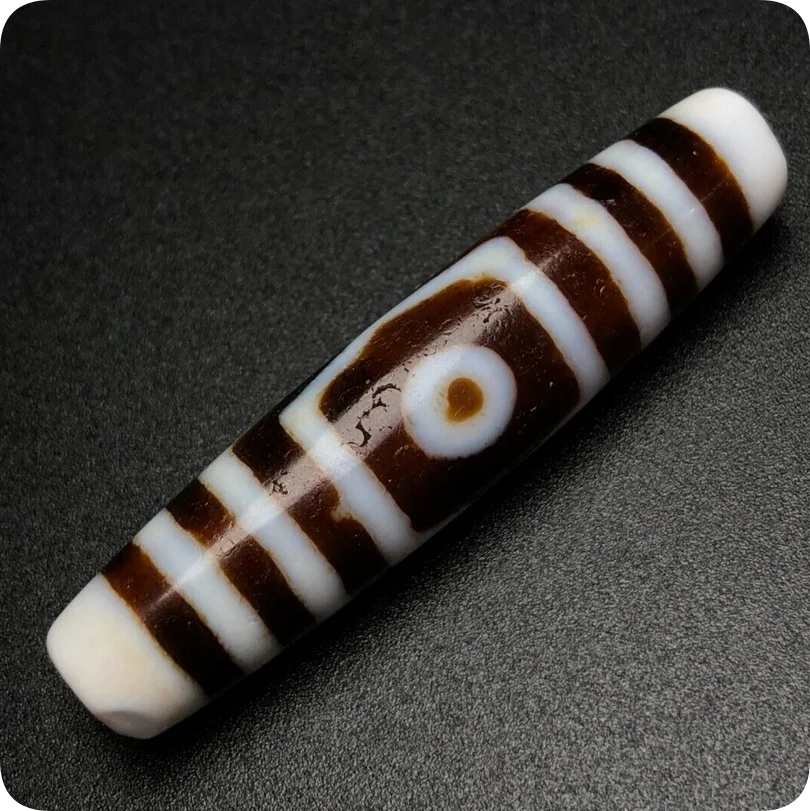 Ancient Tibetan DZI Beads Old Agate 3 Eye Totem Amulet Pendant 57×13mm