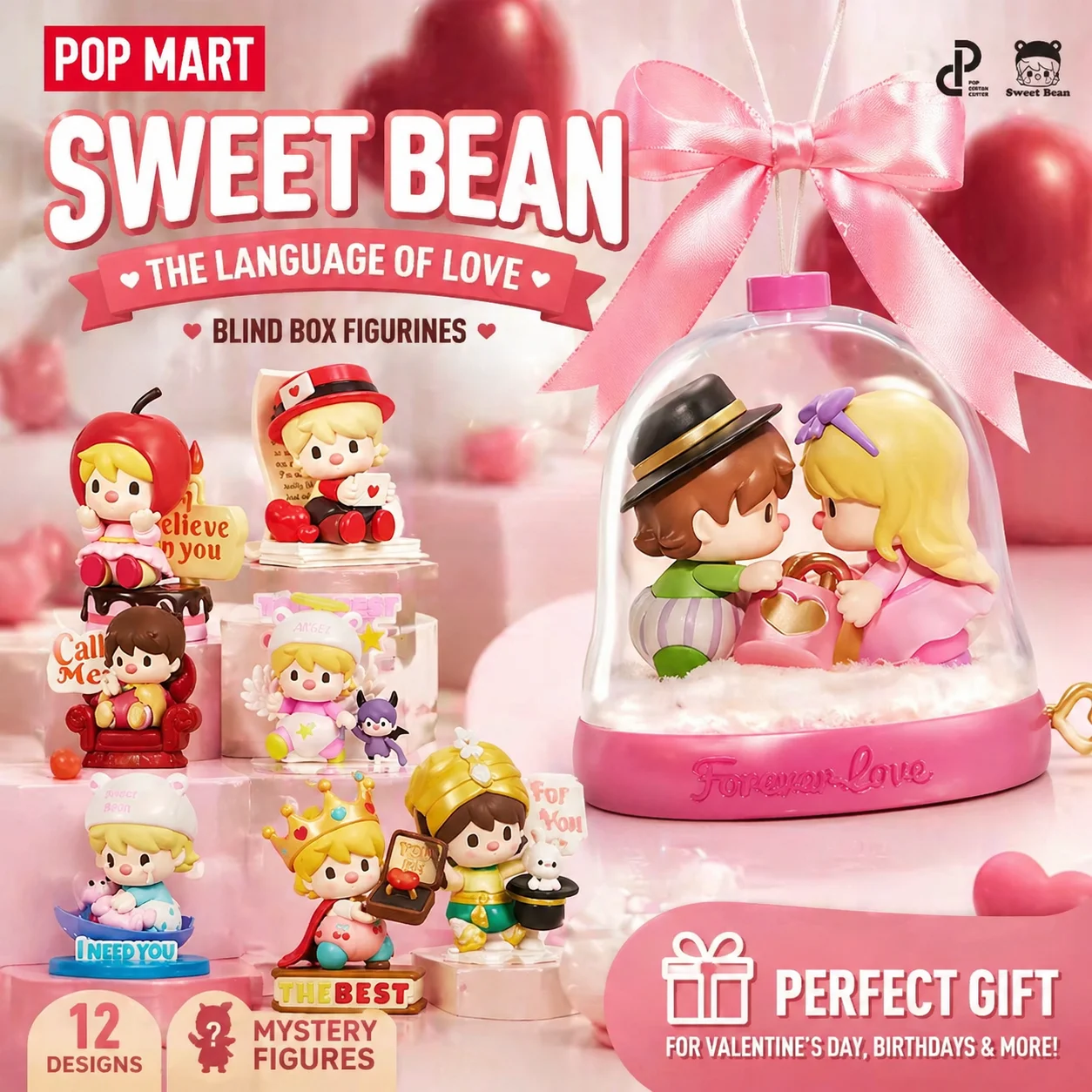 

POP MART Sweet Bean The Language of Love Blind Box Kawaii Mystery Figurines Collectible Toys Desktop Decor Gifts