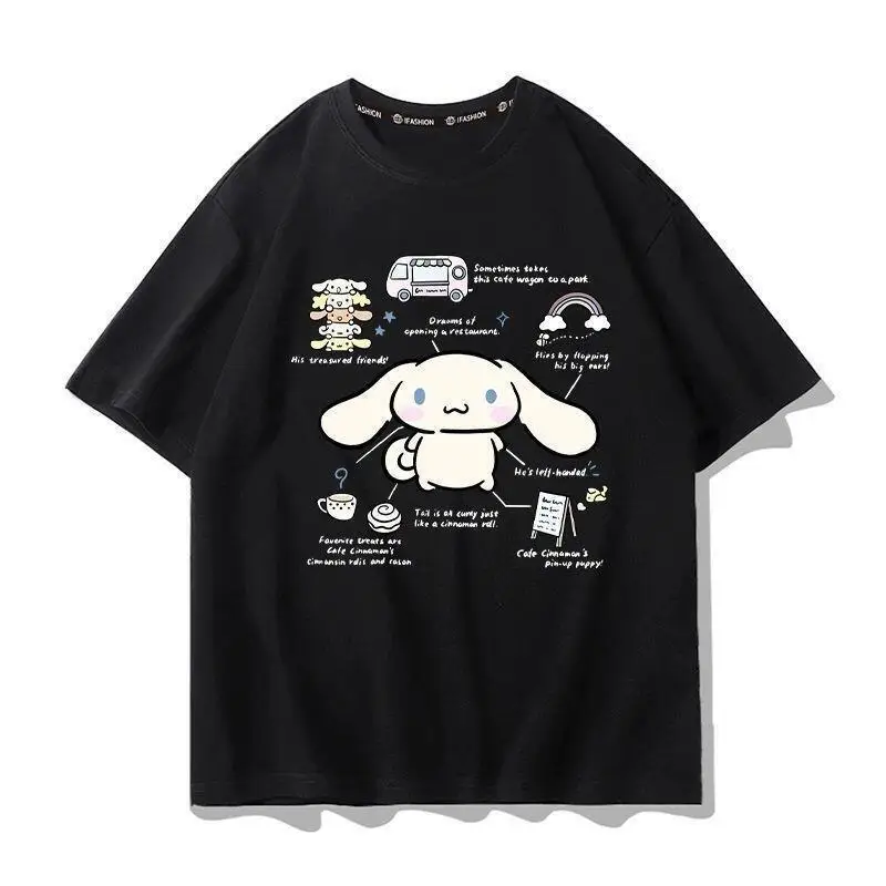 Sanrio Short Sleeved T-Shirt, Pompom Purins Girls' Summer Slimming Cartoon Cute Pure Cotton Loose Fitting Clothes Leisure Tops - view 5
