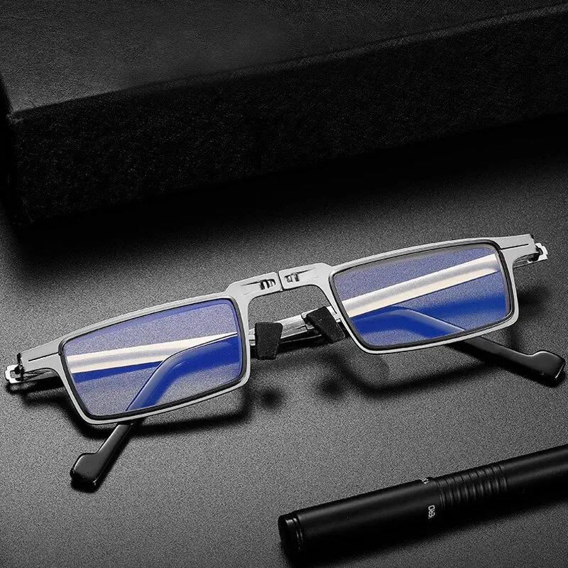 Steel Metal Folding Reading Glasses Hd Anti-blue Light Portable Fashionable Men's And Women's Reading Glasses Set