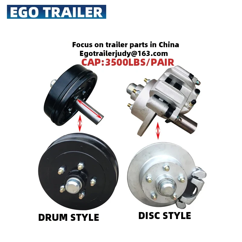 EgoTrailer trailer hydraulic BRAKE half axle hub  shaft drum disc axle 3500lbs one pair price