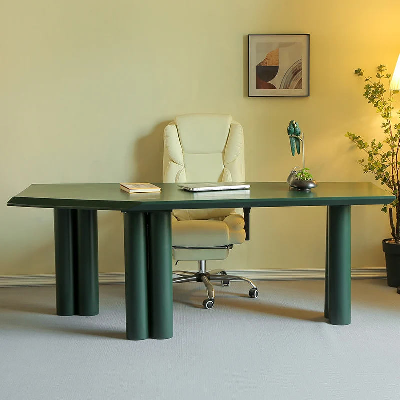 Simple modern solid wood computer desk light luxury minimalist style desk special-shaped designer desk boss