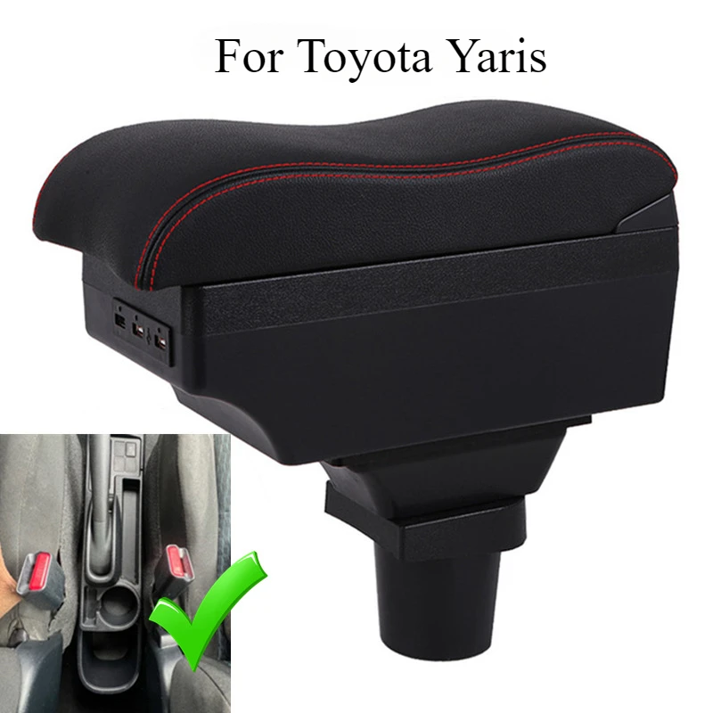 Car Armrest Box for Toyota Yaris 3 / Hybrid / Yaris Vitz Car Armrest Box Internal Modification USB Charging Led