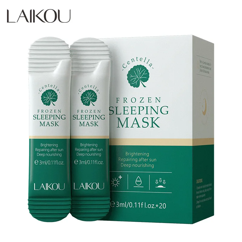 LAIKOU 10pcs Centella Moisturizing Sleeping Mask Deep Hydrating Nourishing Repairs After Sun Exposure Facial Skin Care