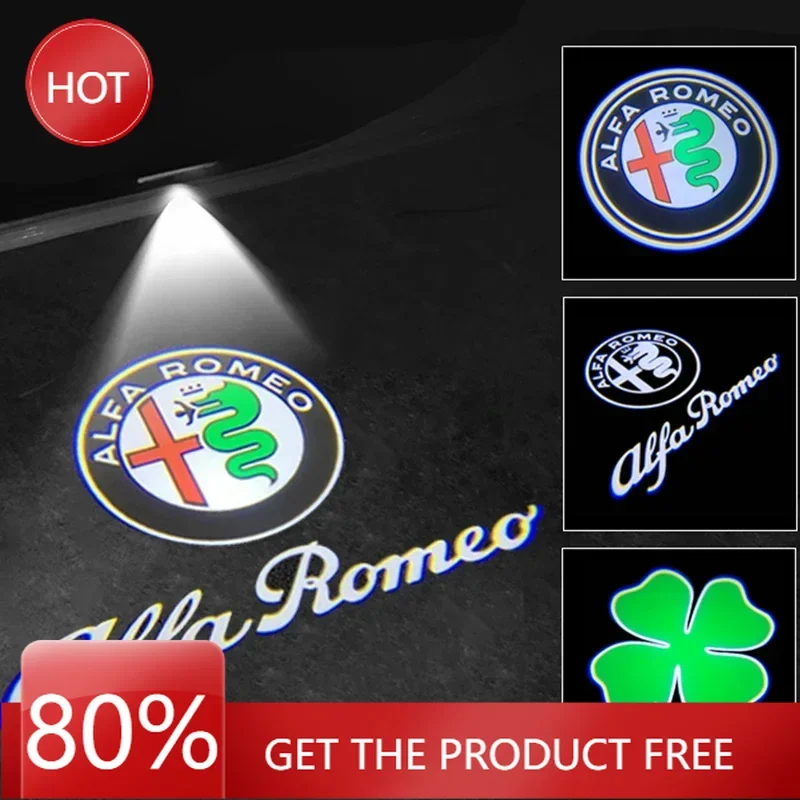 Hub Caps 2pcs LED Car Door Welcome Light Decorate Laser Logo Projector Lamp For Alfa Romeo 159 Mito Stelvio Brera Spider Giuliet