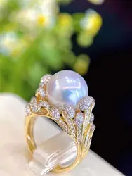 gorgeous 10-11mm south sea round white pearl ring 925s(mj)