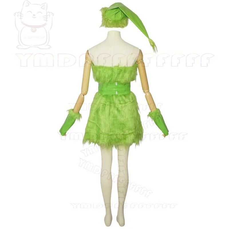 ชุดคอสเพลย์มอนสเตอร์ผมเขียวฮาโลวีนสำหรับผู้ใหญ่ ชุดแต่งกายขนปุยสีเขียว ชุดคอสเพลย์เล่นบทบาทสมมติ ตลก น่ากลัว สไตล์อนิเมะ ชุดสยองขวัญ
