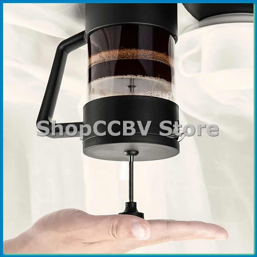 French Coffee & Tea Maker, Thickened Borosilicate Glass Coffee Rust-Free and Dishwasher Safe,Black-A50M