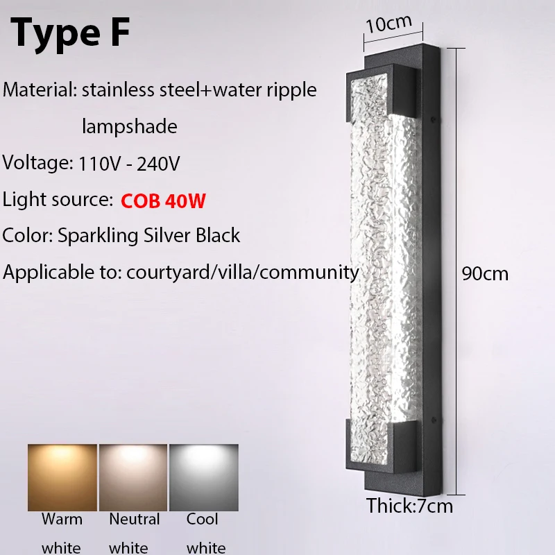 Dimbare LED veranda-wandlamp buiten, roestvrij staal, anti-roest, tuinverlichting, zwart, 85v 265v voor villa, garage, binnenplaats decoratie