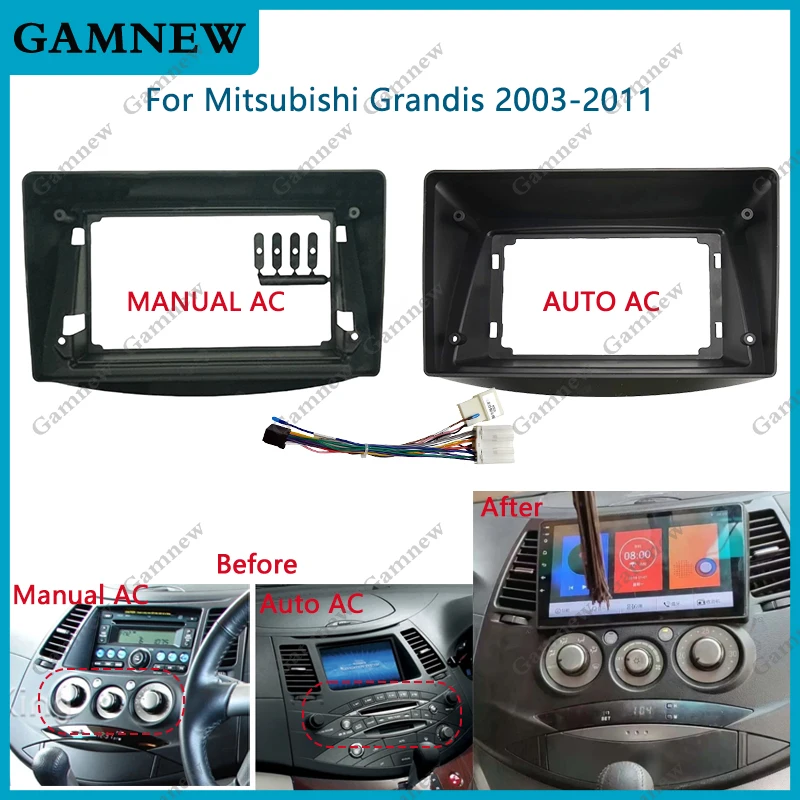 9 Inch Car Frame Fascia Android Audio Fitting Adaptor Dash Trim Kit For Mitsubishi Grandis 2003-2011