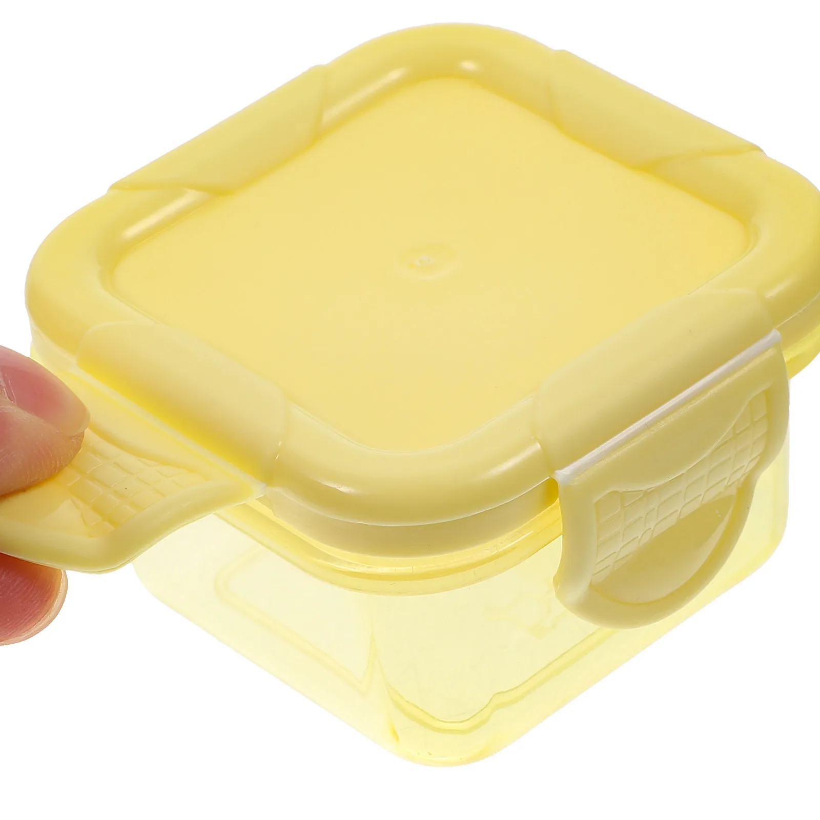

8pcs 60ml Mini Food Preservation Boxes Yellow Plastic Containers for Sauce Seasoning Travel Picnic Office School Restaurant