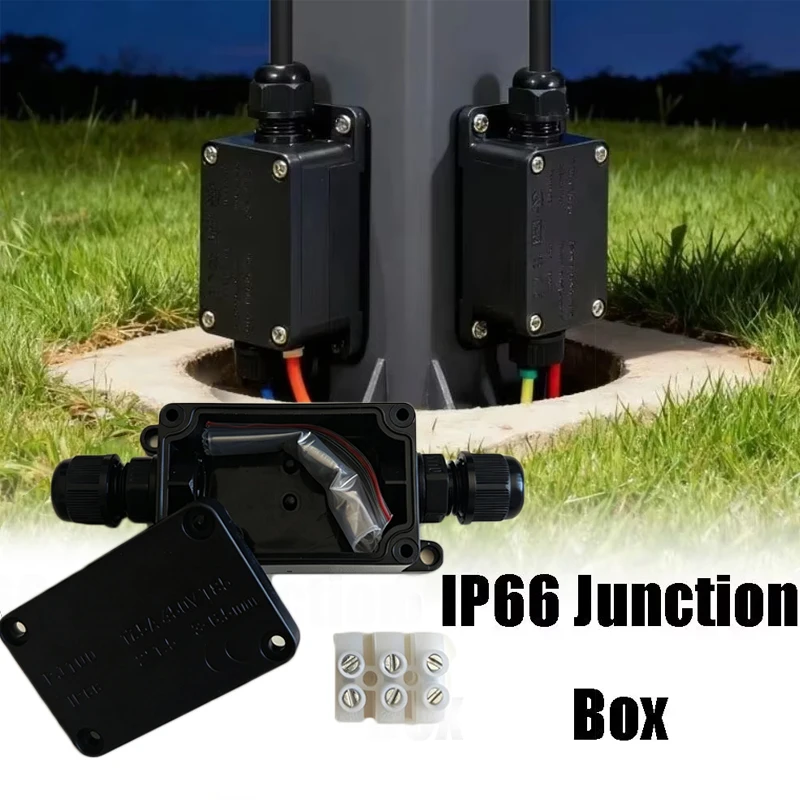 1pc 2 Way Outdoor Waterproof IP66 Electrical Cable Wire Connector Junction Box With Terminal 450V Junction Box for Led Light