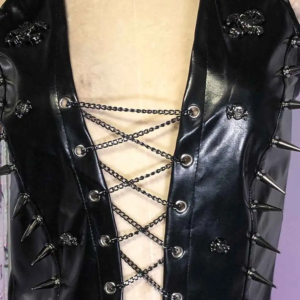 Carro armato gotico E-Girls borchiato rivetto fai da te Goth Harajuku Grunge Y2K TOP Eco Punk Rock teschio alla moda fatto a mano Kawaii anni '90 Teen Emo