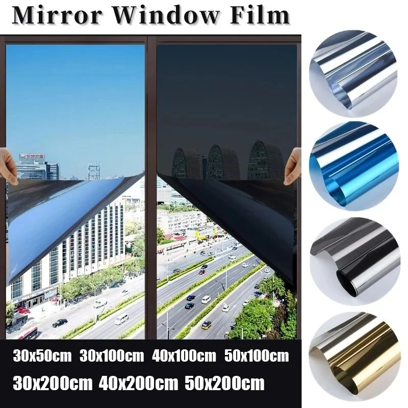 Self Adhesive Glass Sticker Vinyl One Way Vision Mirror Effect Window Tint Film UV Rejection Heat Control for Home