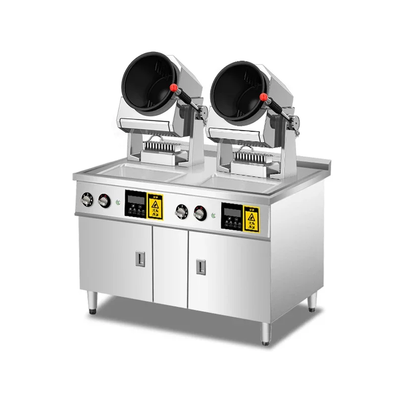 

In-Smart Commercial Automatic Cooking Machine 3 Head burner with Cabinet Stir-fry Robot Multifunctional Large-scale Equipment