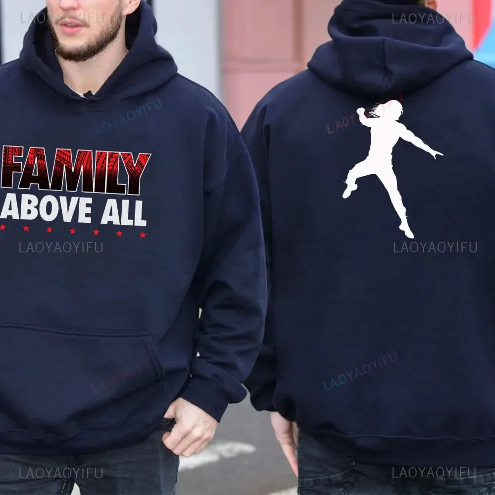 2024 Herfst/Winter Nieuwe Hot Beroemde Worstelaar Romeinse Reigns mannen Zwarte Lange Mouw Hoodies Straat Sport Casual Trui