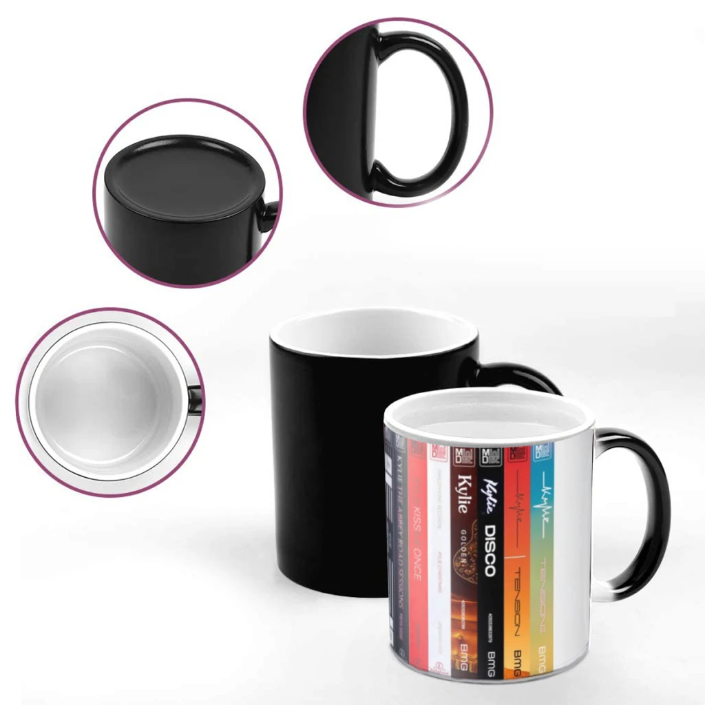 11oz Kylie Minogue MiniDisc Album Spines Coffee Mugs Creative Color Changing Milk Tea Cup Ceramic Magic Heat Sensitive Mug