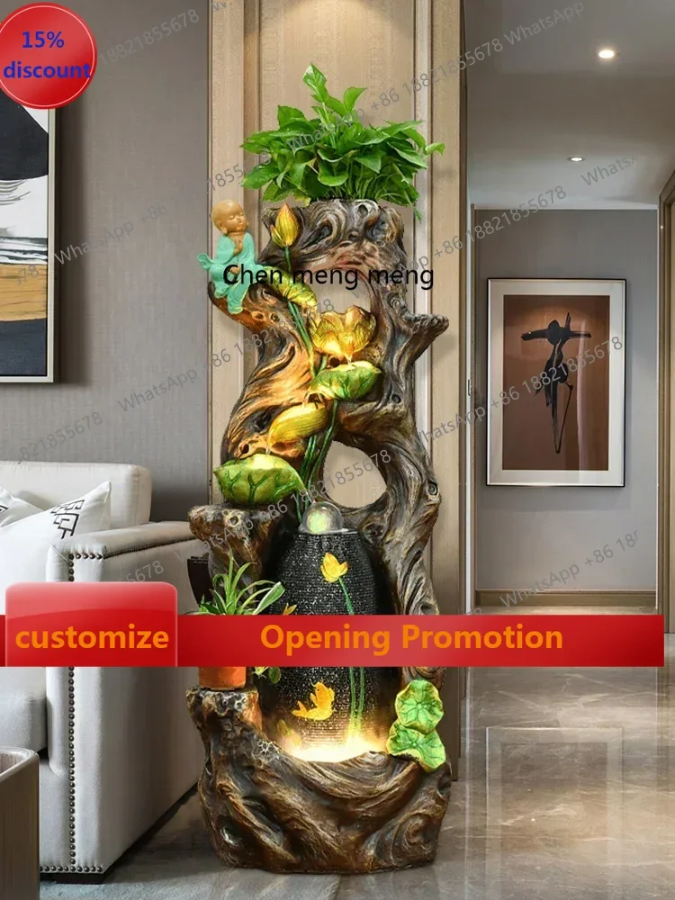 

new style Large Make a Fortune as Endless as Flowing Water Waterscape Fountain Landscape Living Room Floor Entrance Zen Decorati