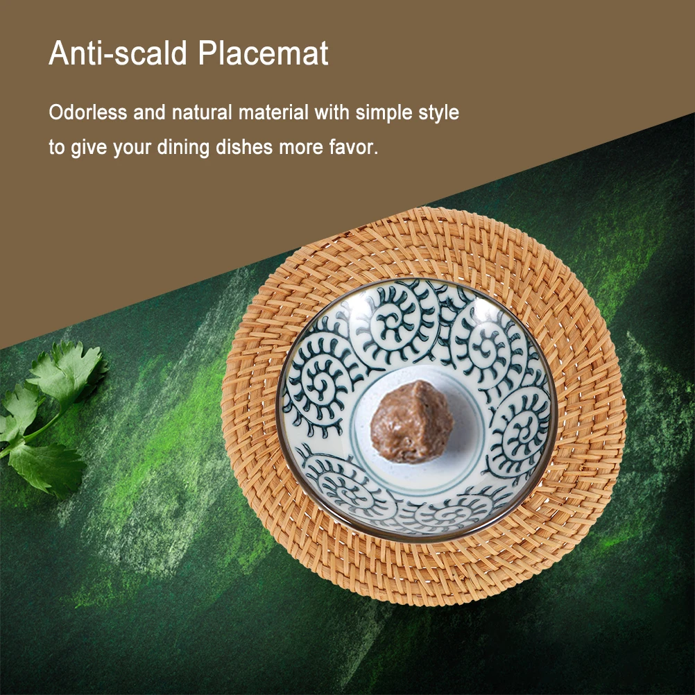 

3pcs Handwoven Bamboo Table Mats Anti-Scald Placemat Odorless Dish Mat For Home Restaurant Food Cushion Coasters
