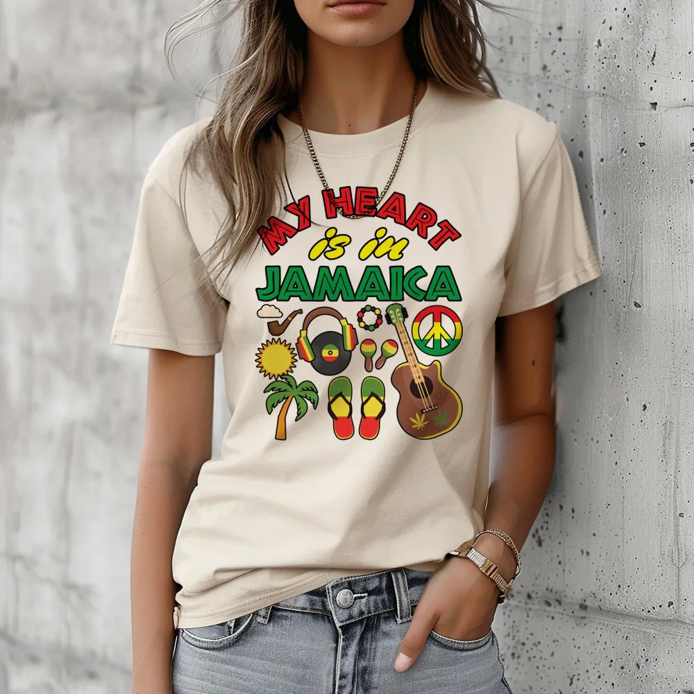 Jamaica t shirt women funny top female manga clothing