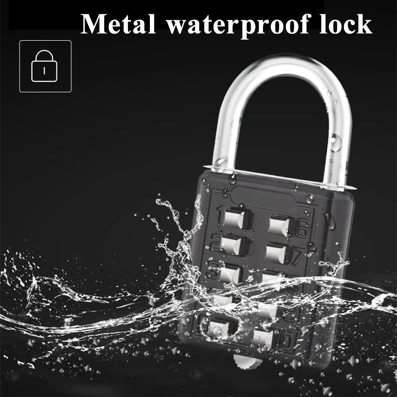 10-bit Button Outdoor Waterproof Password Padlock Door Lock Anti-pry Cabinet Lock Dormitory Door Password Padlock