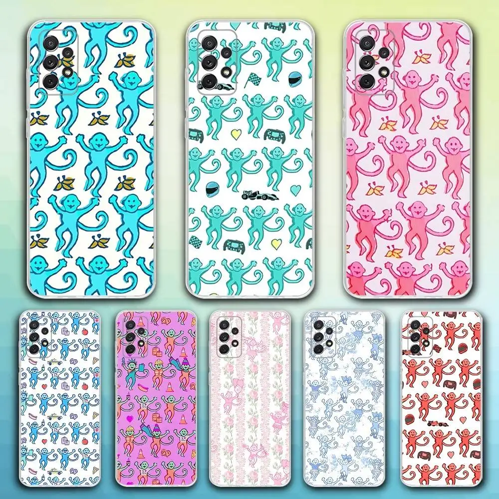 

P-Preppy Monkeys Pattern Phone Case For Samsung S30,23,21,22,20, FE lite,S10,9,8,7 PIus Note20ultra Soft Transparent