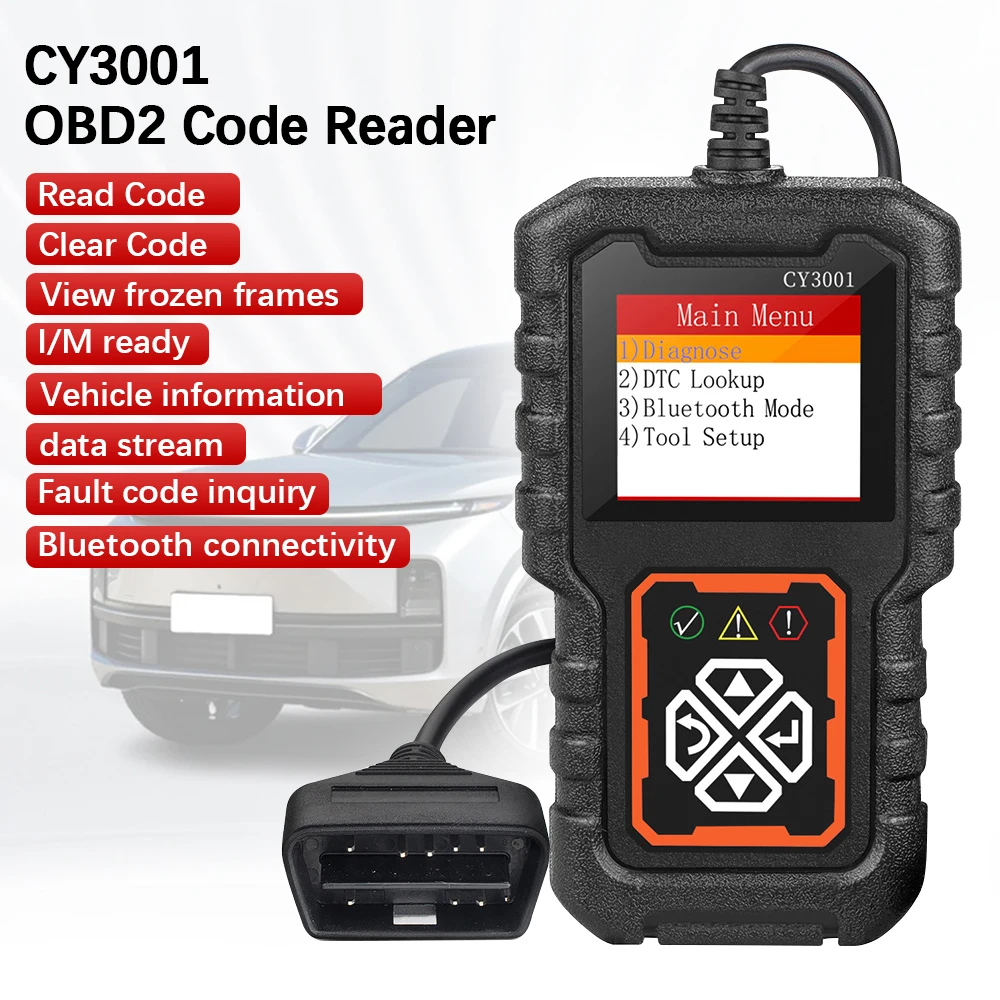 

Прозрачный цифровой дисплей кода неисправности CY3001 EOBD OBD 2, сканер OBD2, считыватель кодов, автомобильные диагностические инструменты, аккумулятор двигателя, датчик O2