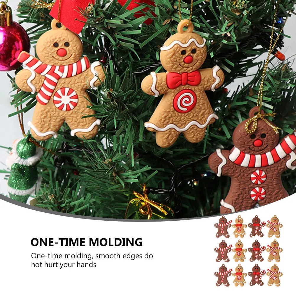 

12pcs Gingerbread Man Hangings Fine Workmanship Christmas Tree Pendants Xmas Accessories Festival Home Decorations Tree Hanging