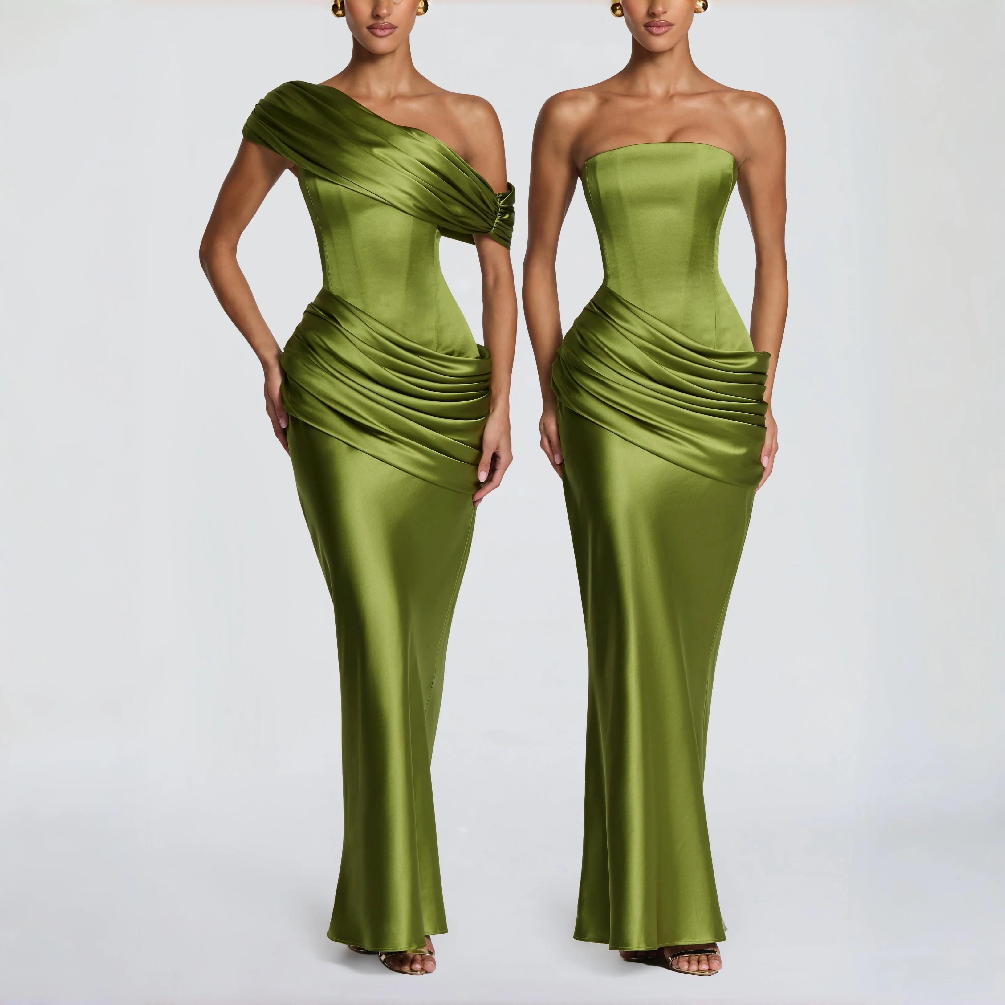 Women'S Formal Wear For Wedding Guest - Detachable Off Shoulder Satin Corset Mermaid