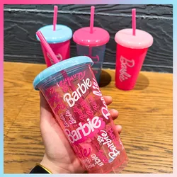 MINISO Sunshines Series Cute Cartoon Home Party Plastic Straw Cup 520ML 4pcs for House Party Convenient Use Girl Gifts