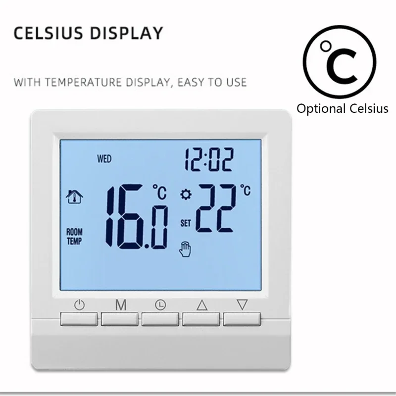 Digital Gas Boiler Thermostat 3A Weekly Programmable Room Temperature Controller