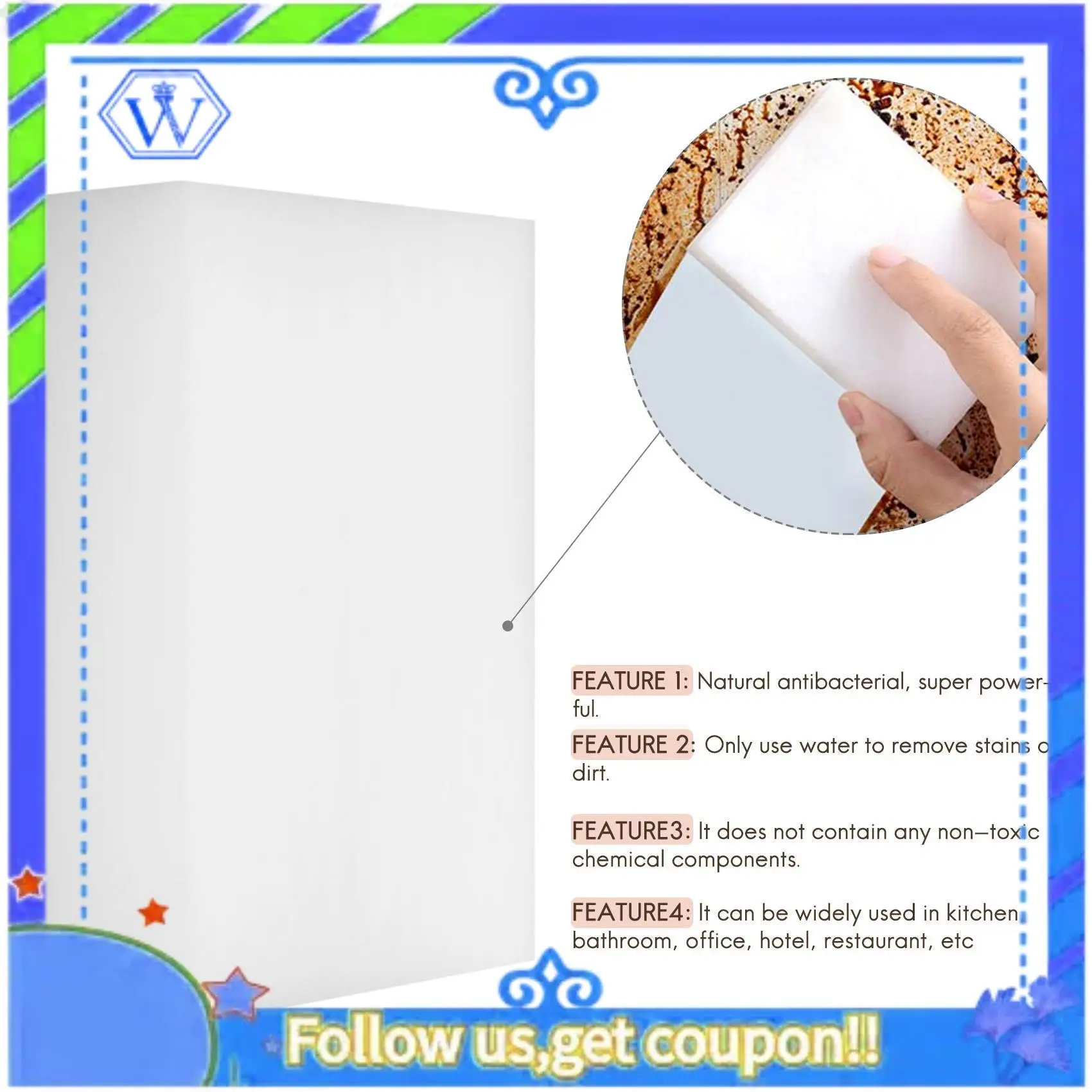 

A55P-200Pcs Magic Sponge Eraser Kitchen Duster Wipes Clean Accessory Microfiber Dish Cleaning Melamine Sponge 10X7X3CM