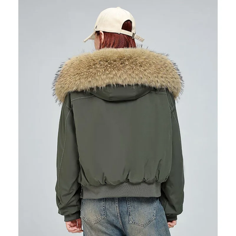 Winter Faux Collar Hooded Short Cotton Coats Tops Thicken Warm Fashion Fleece Lined Parkas Casual Chaquetas Korea Women Jackets