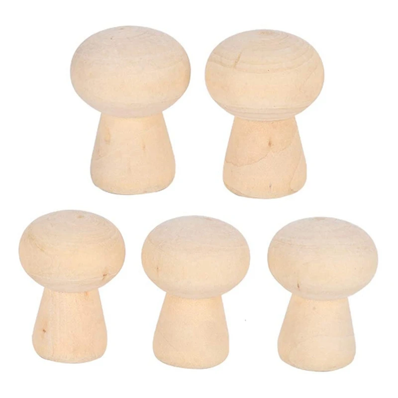 20Pcs Wooden Mushroom Unfinished Wooden Peg Doll Bodies Wood Mushroom Head Shape Unfinished DIY Decoration For Art Craft