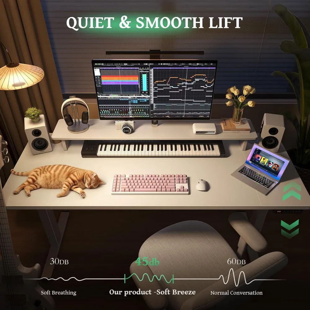 Mesa elétrica ajustável SIAGO - Mesa de pé 63 x 24 com gerenciamento de cabos e 3 configurações de altura de memória