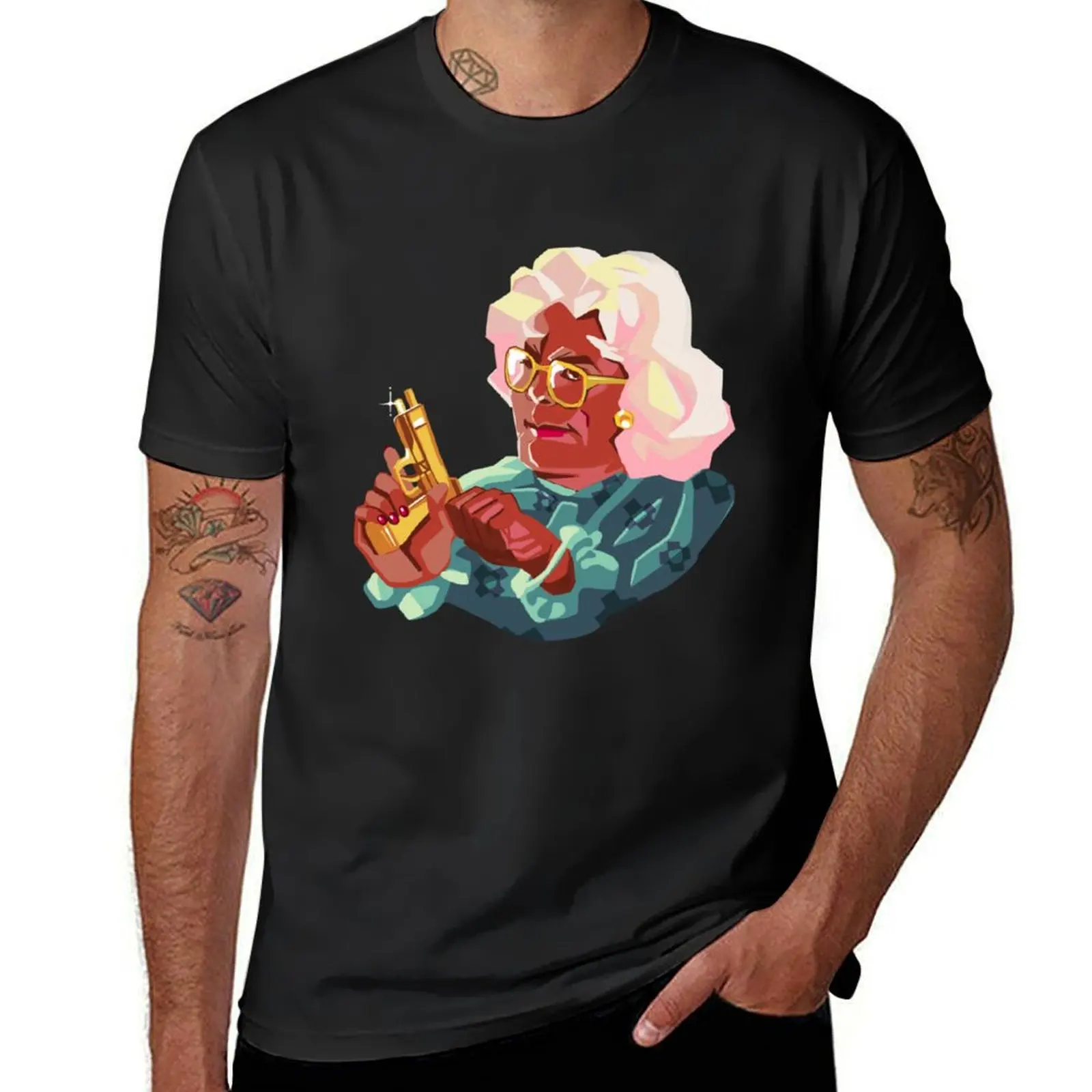 

Madea with a gun T-shirt summer tops funnys aesthetic clothes sweat men workout shirt