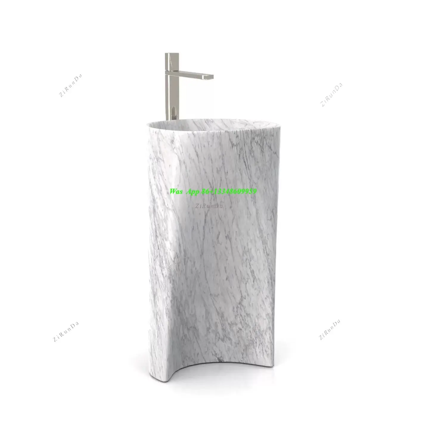 Modern Simple Cylindrical Column Basin Natural Stone Integrated Wash Basin Art Design