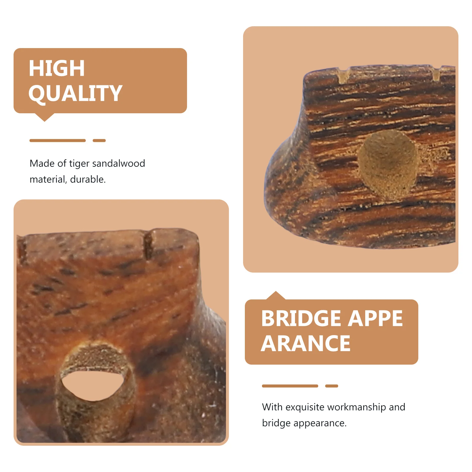 

6Pcs Simple Style Erhu Bridges Premium Tiger Sandalwood Construction Improves Tone Perfect Fit for Traditional Music Performance