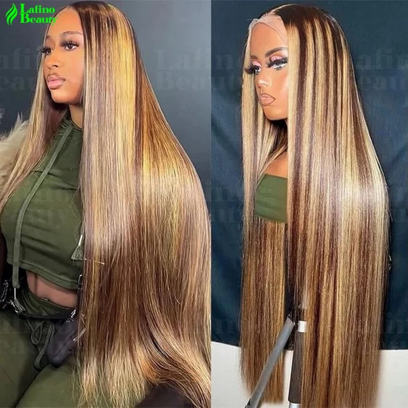 4/27 Straight Highlight Wig Human Hair Ombre HD Lace Wig 13x4 Human Hair 13x6 lace frontal wig  Colored Wigs cheap wigs on sale