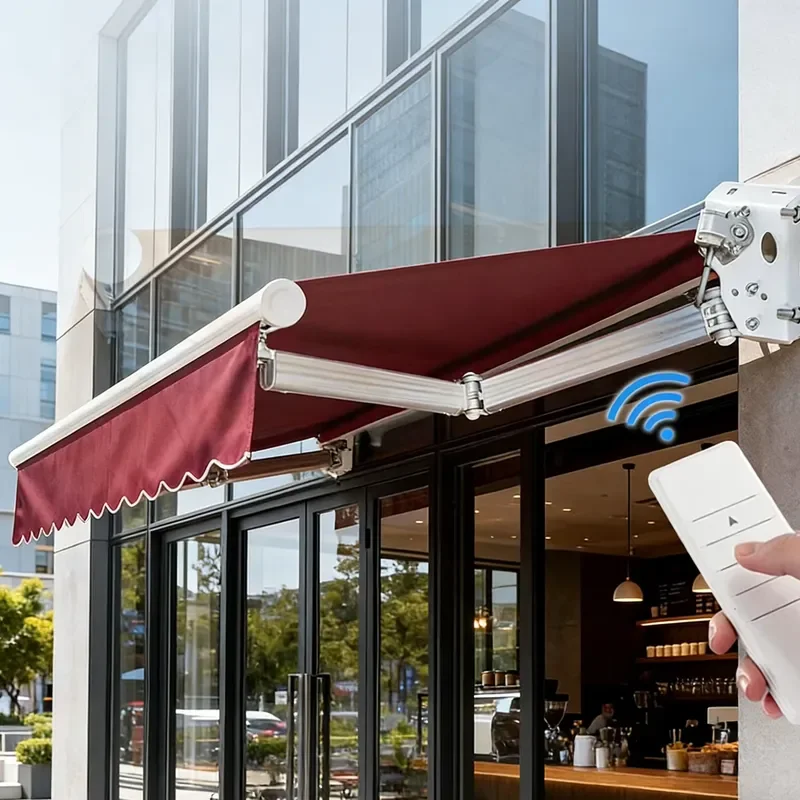 Economic Fashion Retractable Awning for Acrylic Wall Mount Remote Control Aluminum Alloy Easy Install 5m Vertical Folding