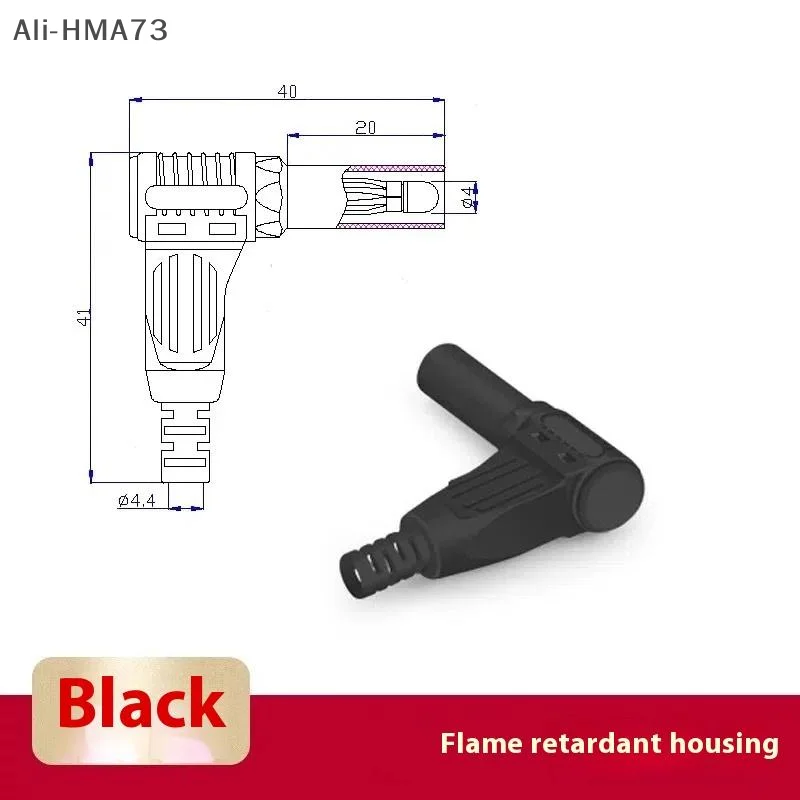 1/5 Buah 4Mm Alat Uji Multimeter Konektor Steker Pisang DIY Tipe Solder Kawat Isolasi Sudut Kanan Jantan