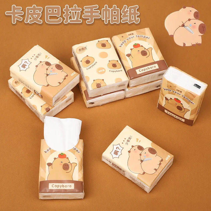 3 Packs Totaling 27 Packs Of Kapiba Handle Paper, 3 Layers Of Toilet Paper, And Skin Friendly Panda Cartoon Handkerchief Paper